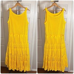Vintage Y2K Yellow Boho Crochet Dress XL